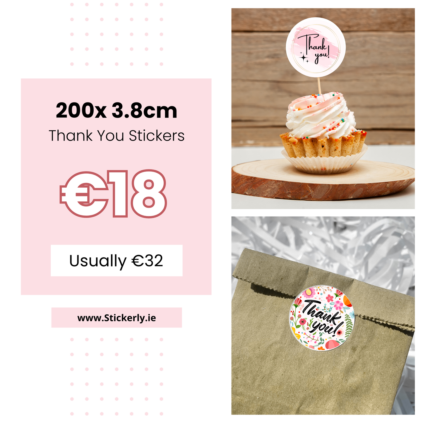 Special Offer – 200 Glossy ‘Thank You’ Stickers for Just €18! 🎉