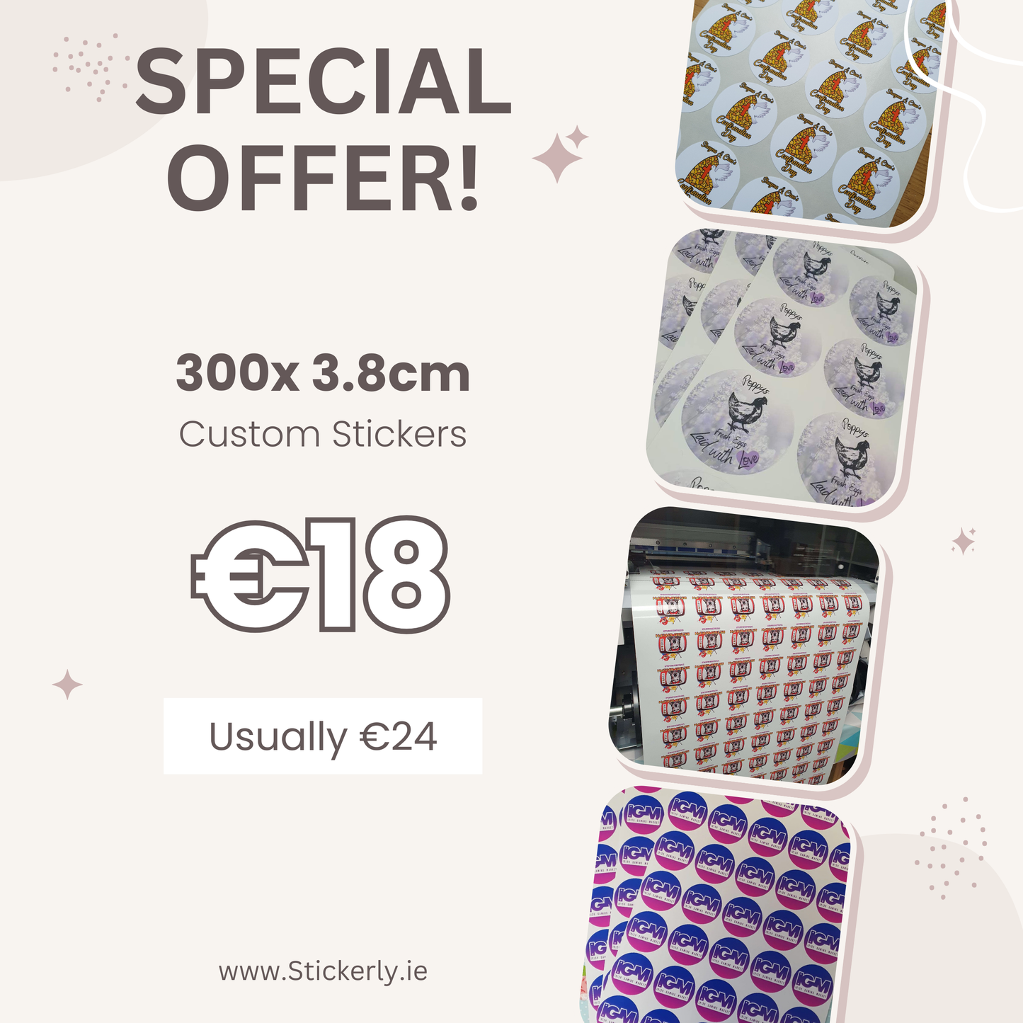 Special Offer – 300 Round Custom Stickers for Just €18! 🎉