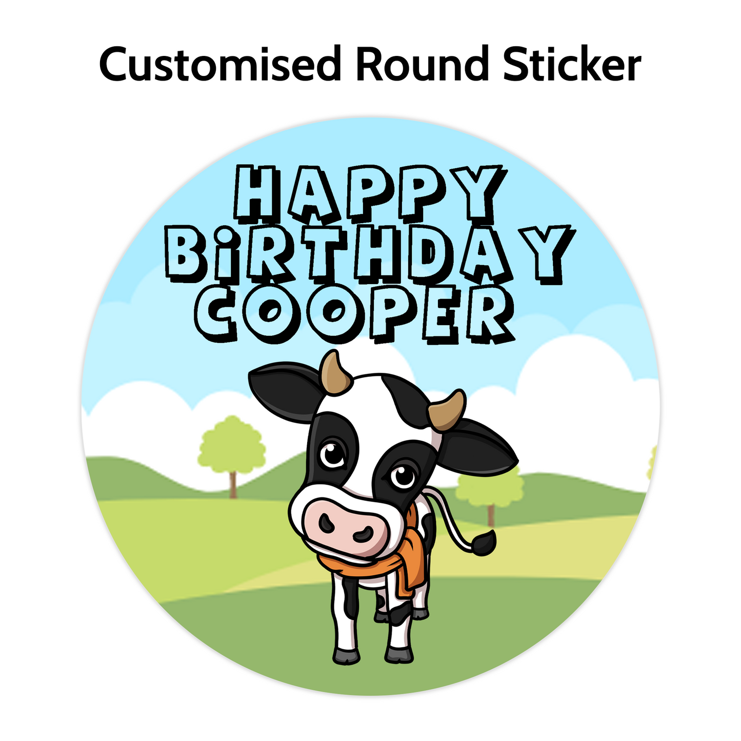 Bessie the Cow Round Stickers (Custom Character)