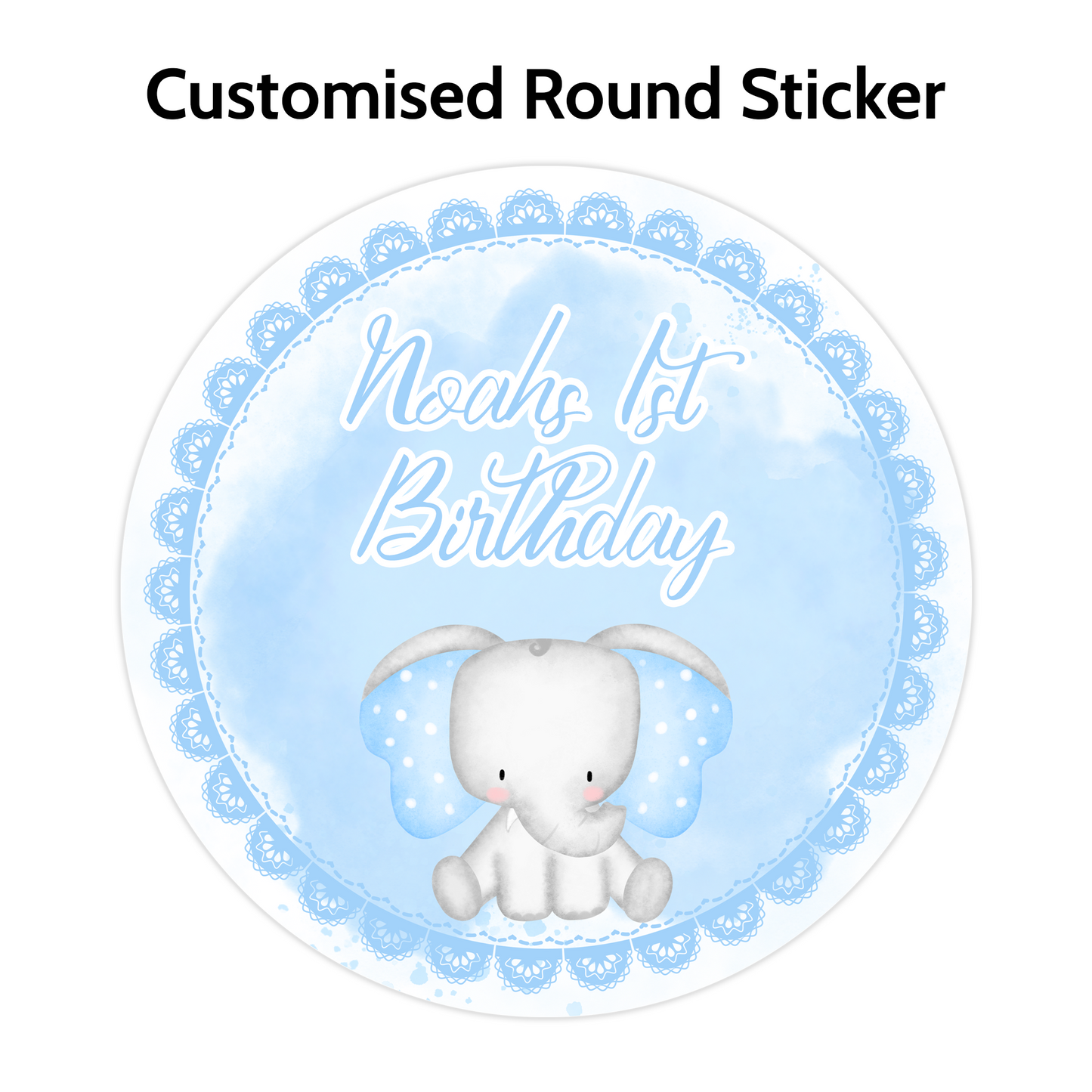 Blue Elephant Round Stickers