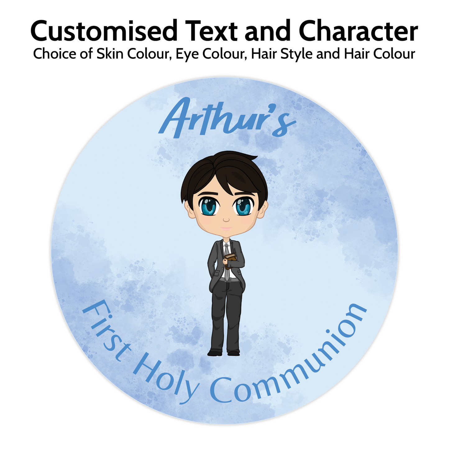 Communion Boy Round Stickers (Custom Character)