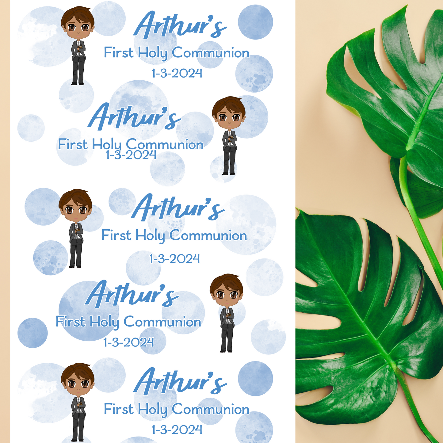 Custom Blue First Holy Communion Wrapping Paper