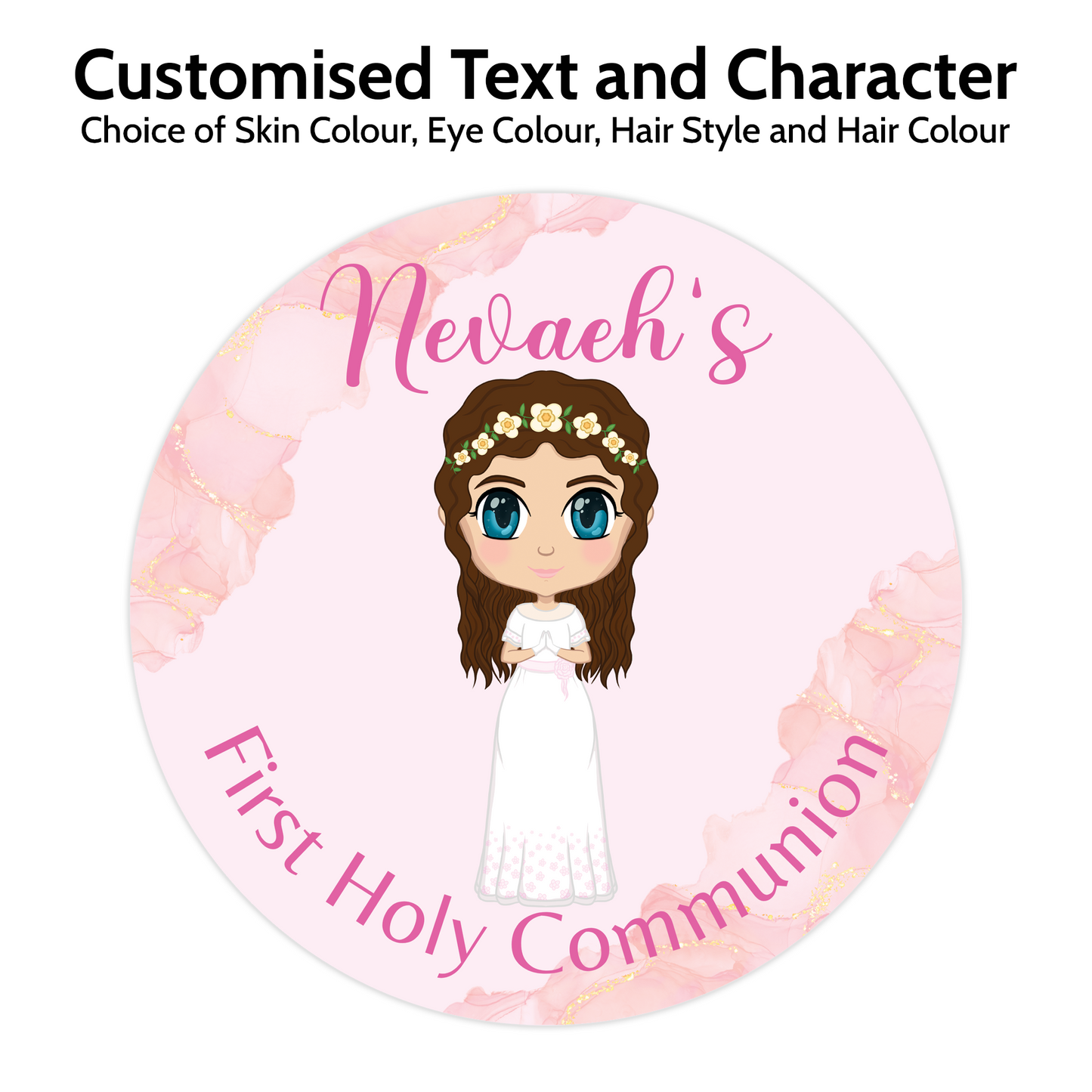 Communion Girl Round Stickers (Custom Character)