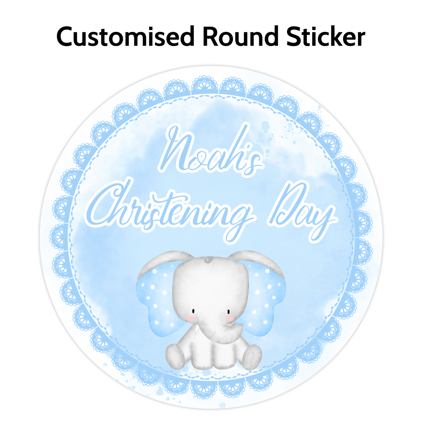 Blue Elephant Round Stickers