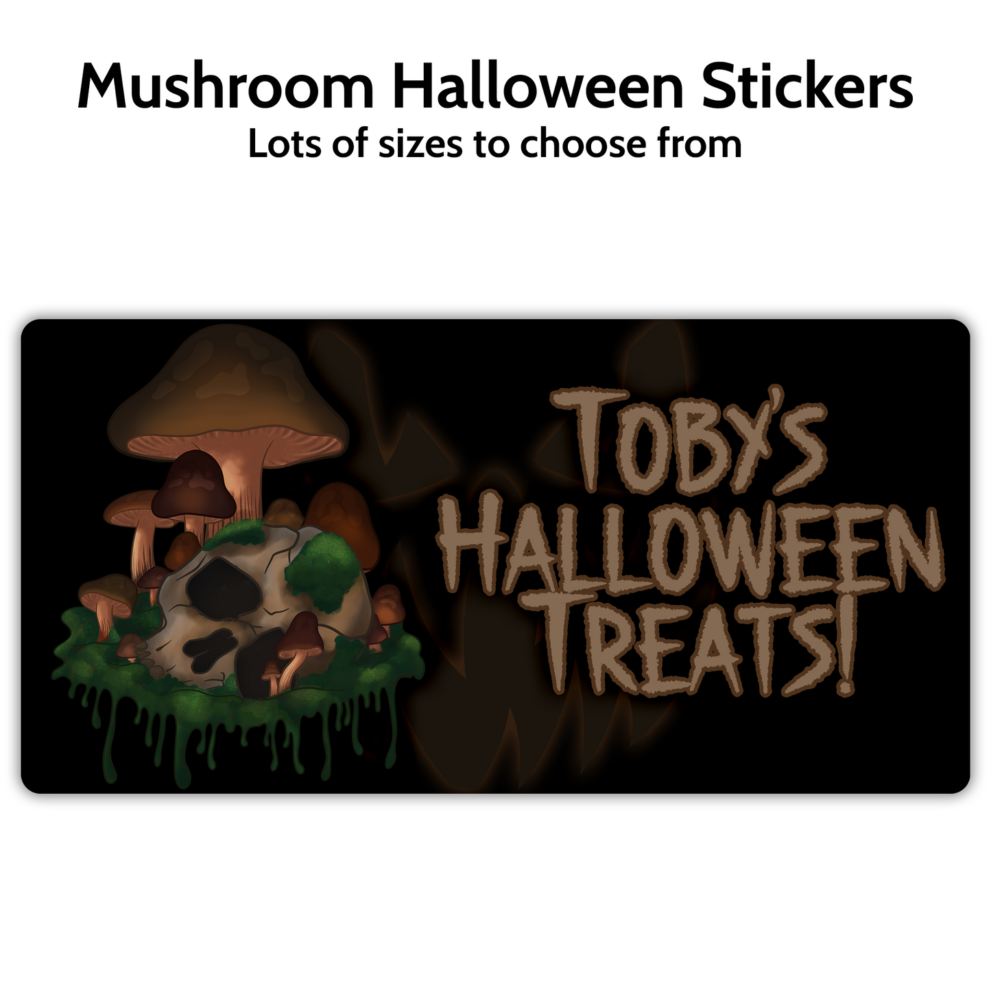 Mushroom Skull Treat Bag/Box Rectangle Stickers