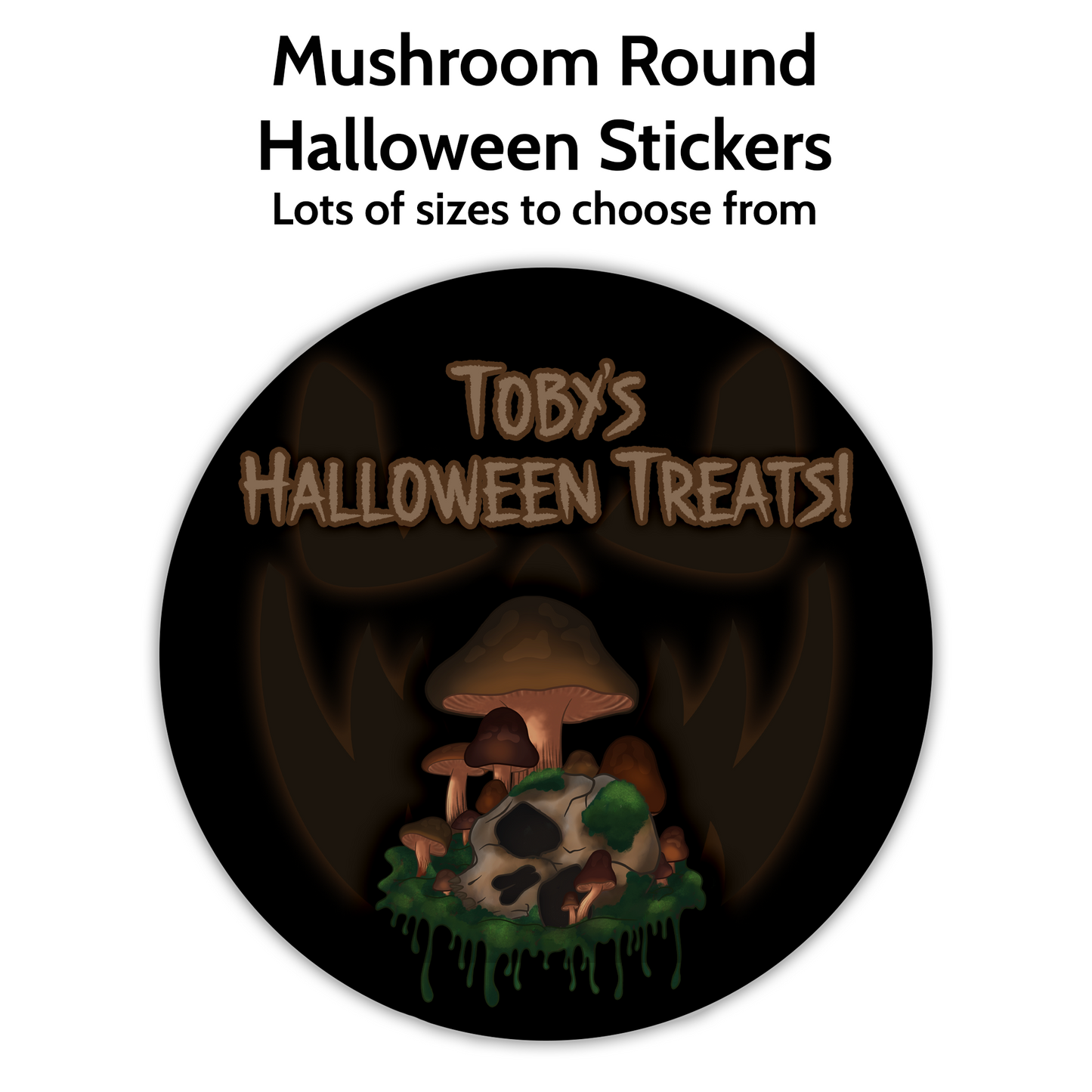 Spooky Skull Treat Bag/Box Round Stickers