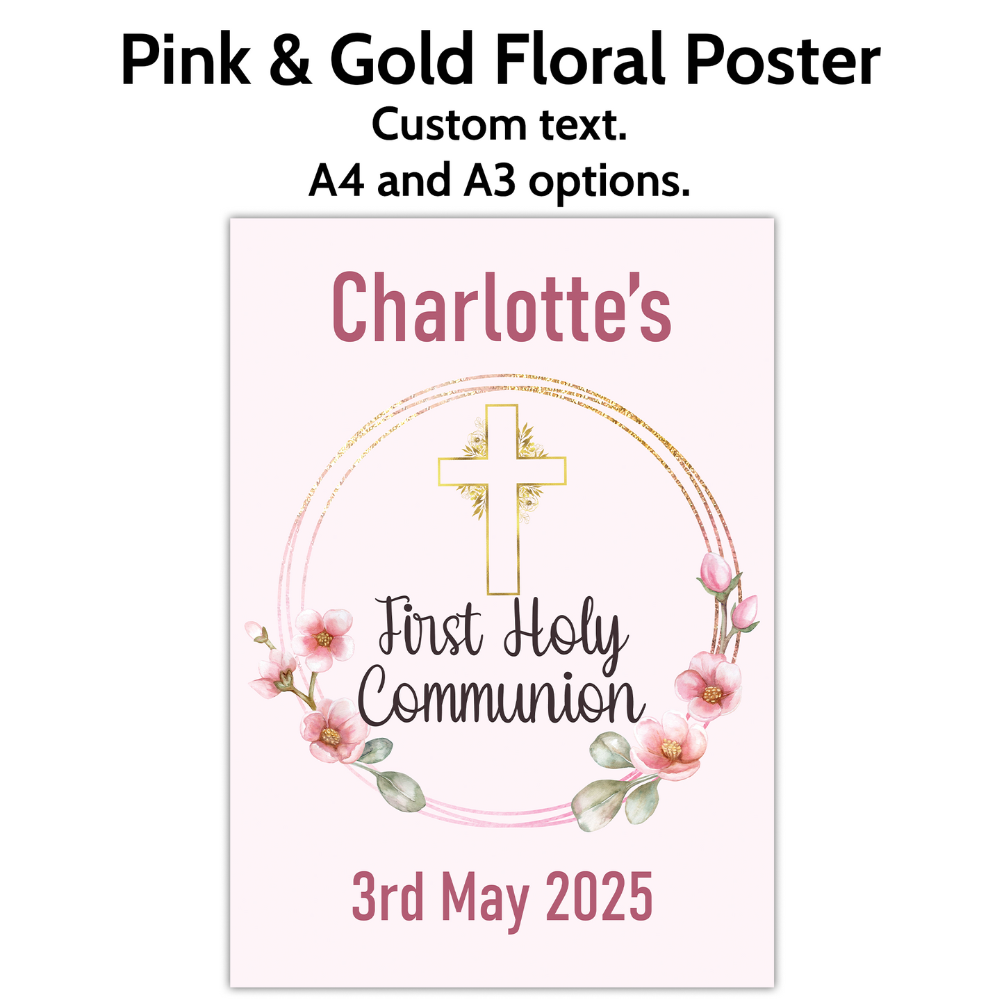 Pink and Gold Floral Ceremony Poster