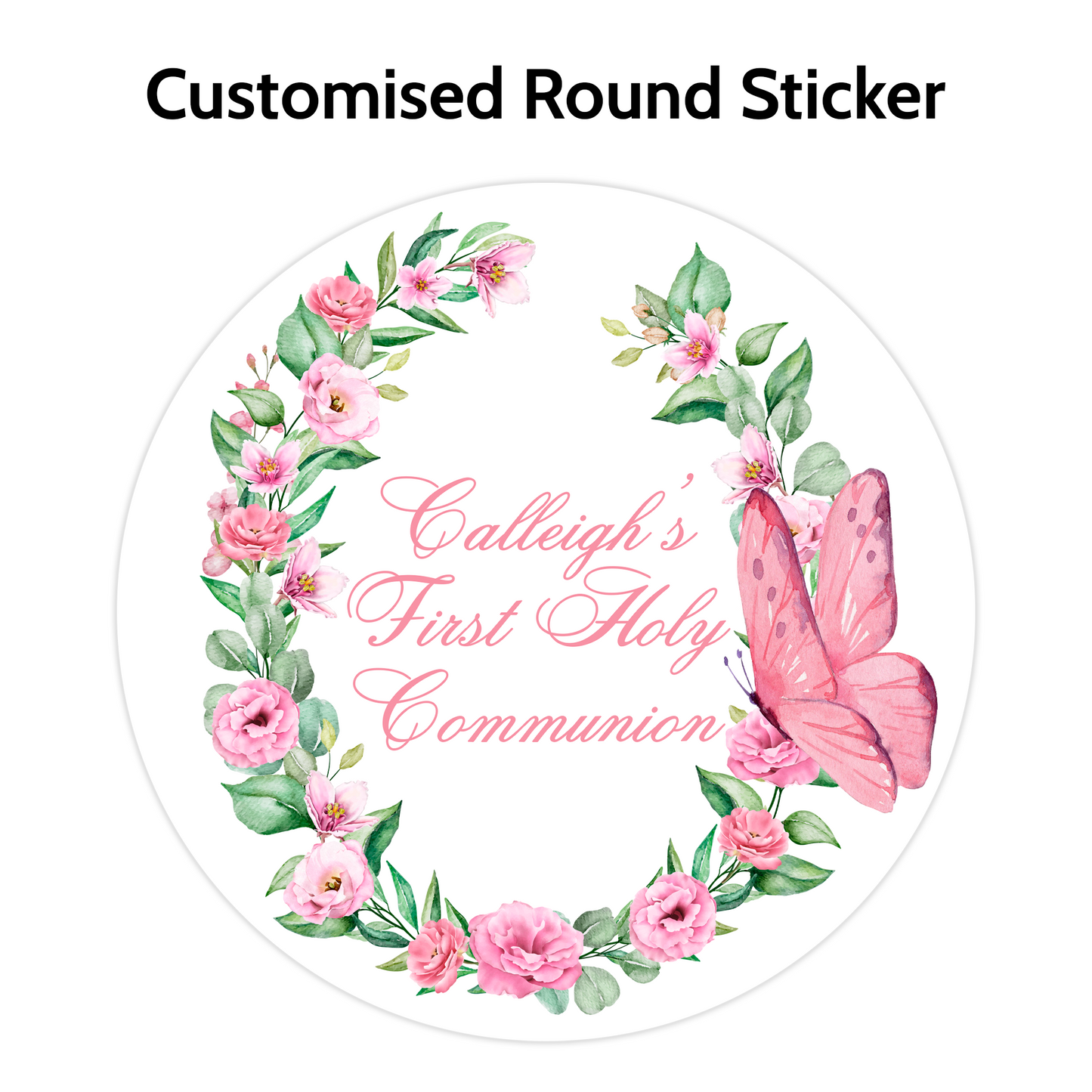 Pink Butterfly Round Stickers