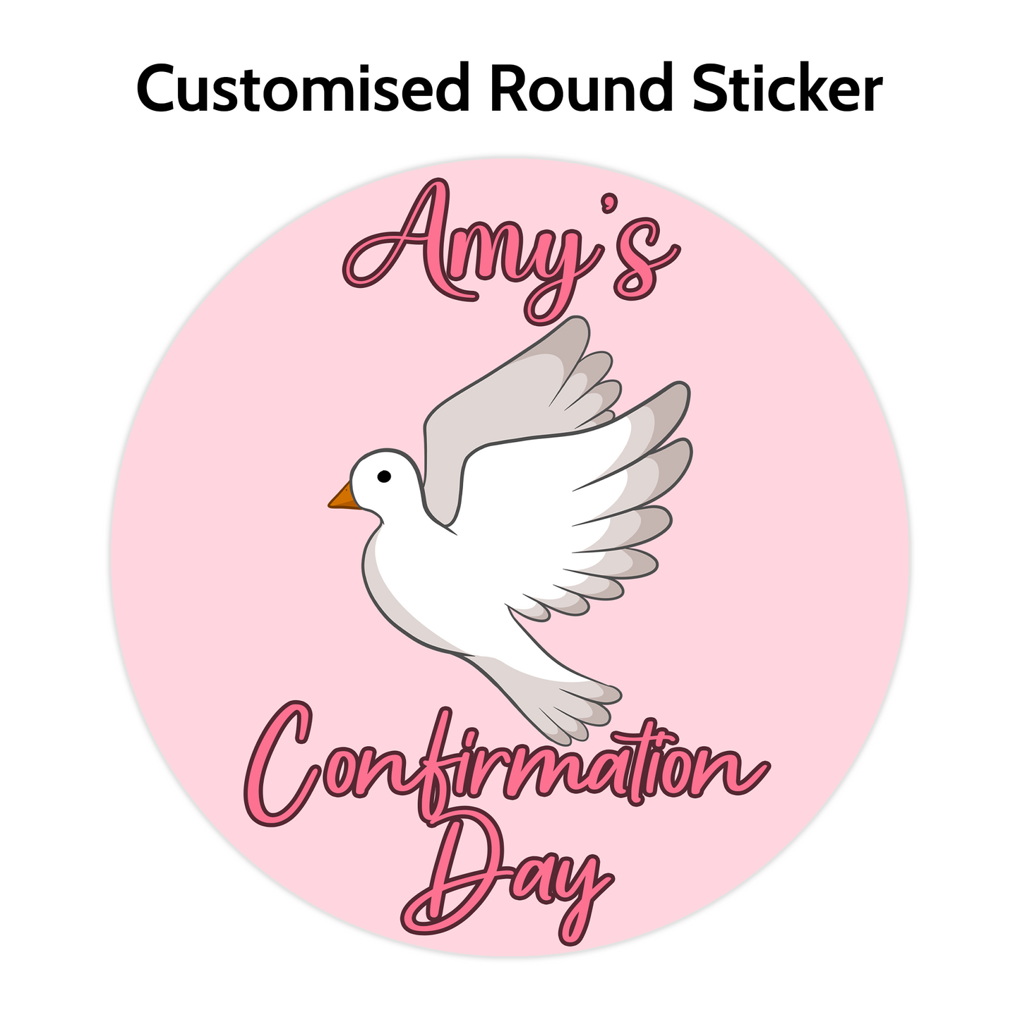 Pink with Dove Round Stickers