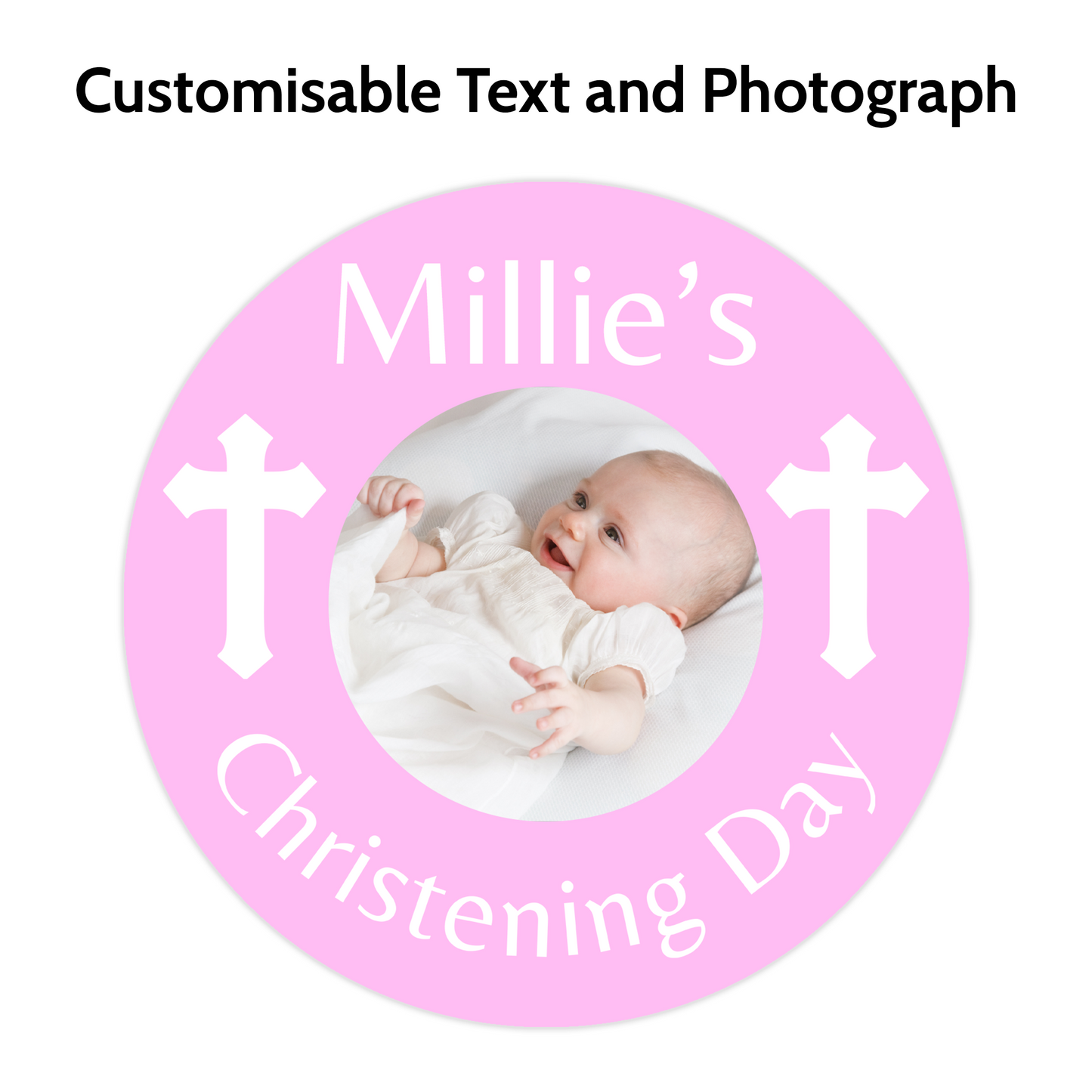 Pink with Photograph Round Stickers