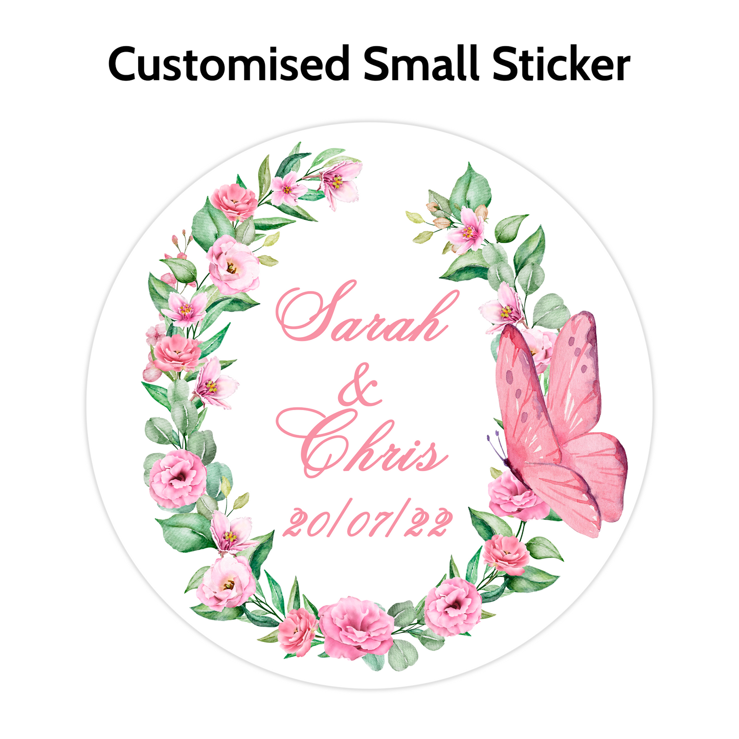 Pink with Butterfly Floral Stickers