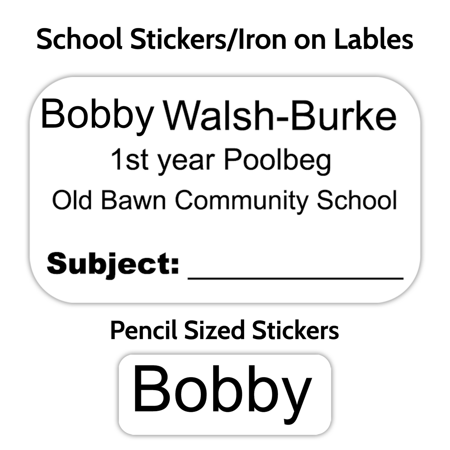 Plain White and Black School Stickers