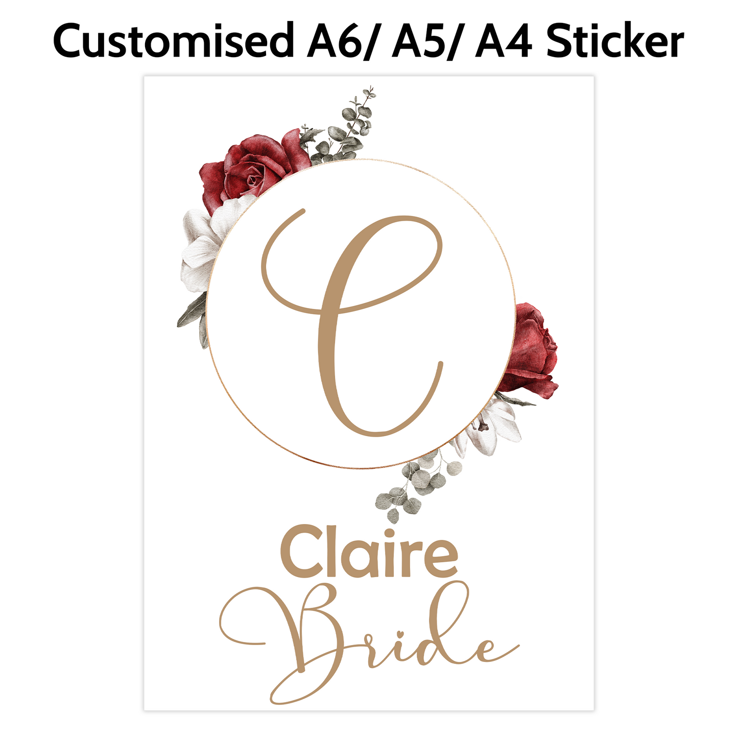 Red Roses and Gold Large Sticker