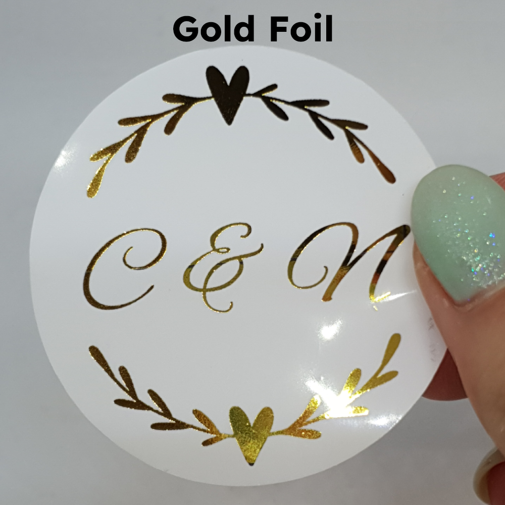 Transparent Round Hearts Foil Stickers 4cm
