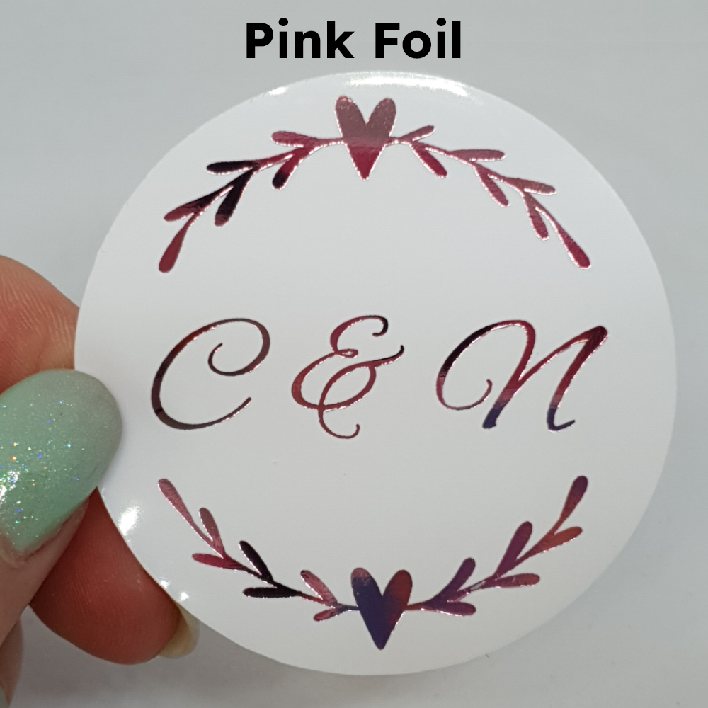 Transparent Round Hearts Foil Stickers 4cm