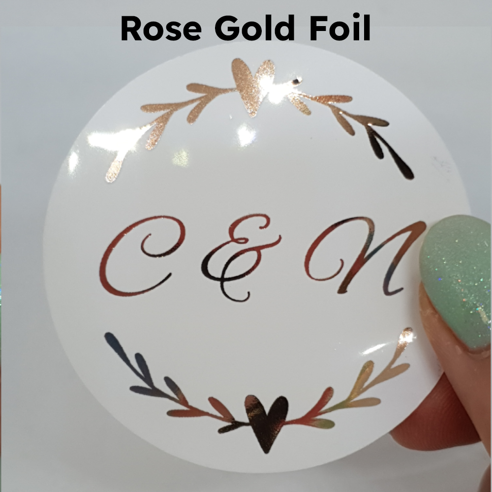Transparent Round Hearts Foil Stickers 4cm
