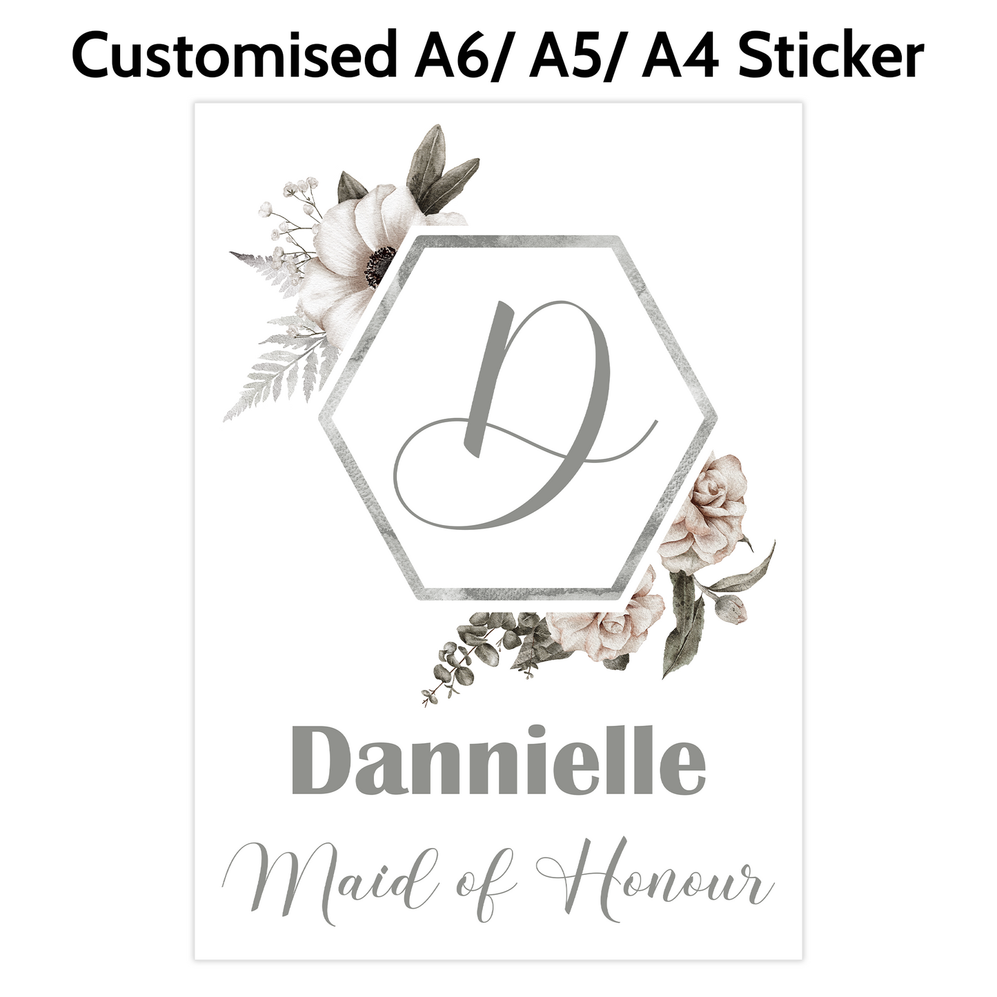 Silver Floral Large Sticker