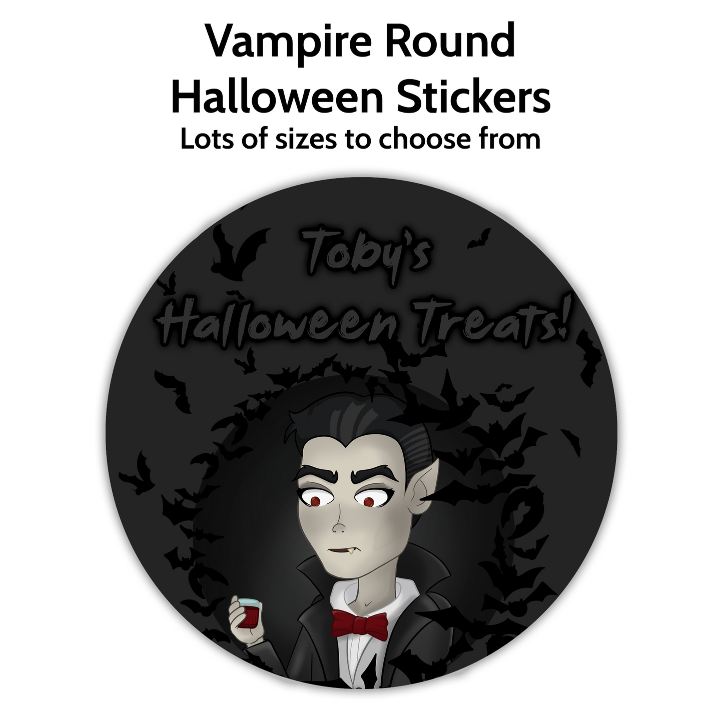 Vlad the Vampire Treat Bag/Box Round Stickers