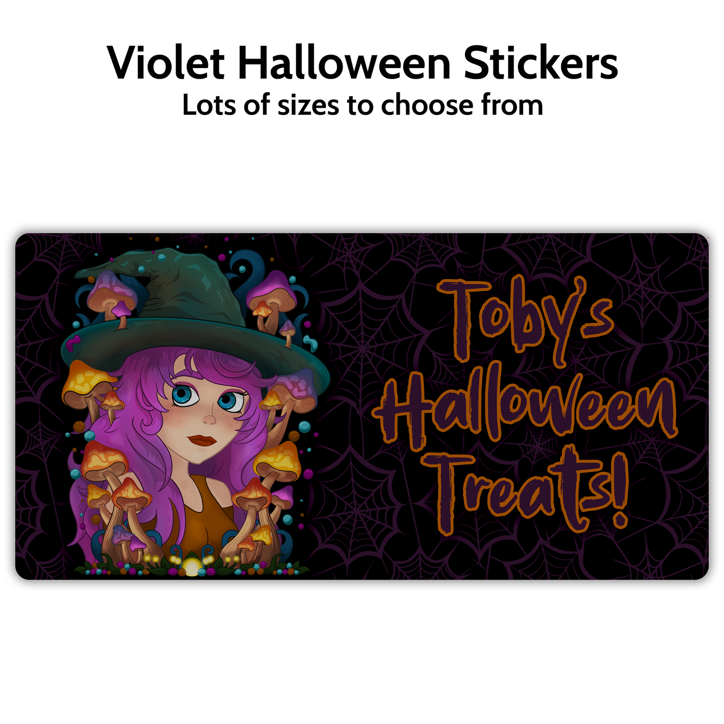 Violet the Witch Treat Bag/Box Rectangle Stickers