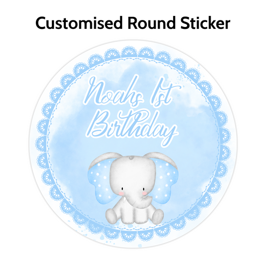 Blue Elephant Round Stickers