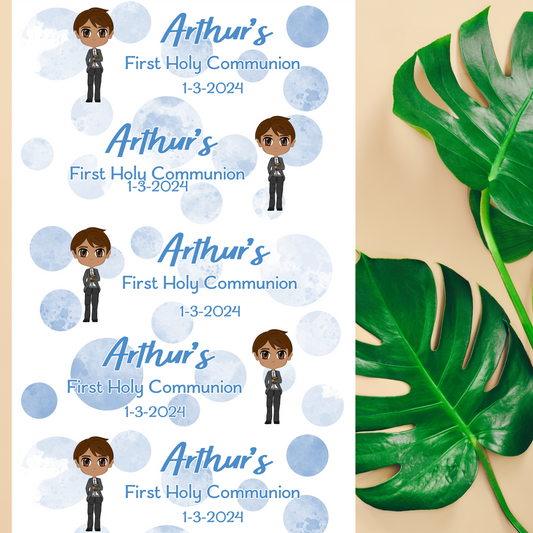 Custom Blue First Holy Communion Wrapping Paper