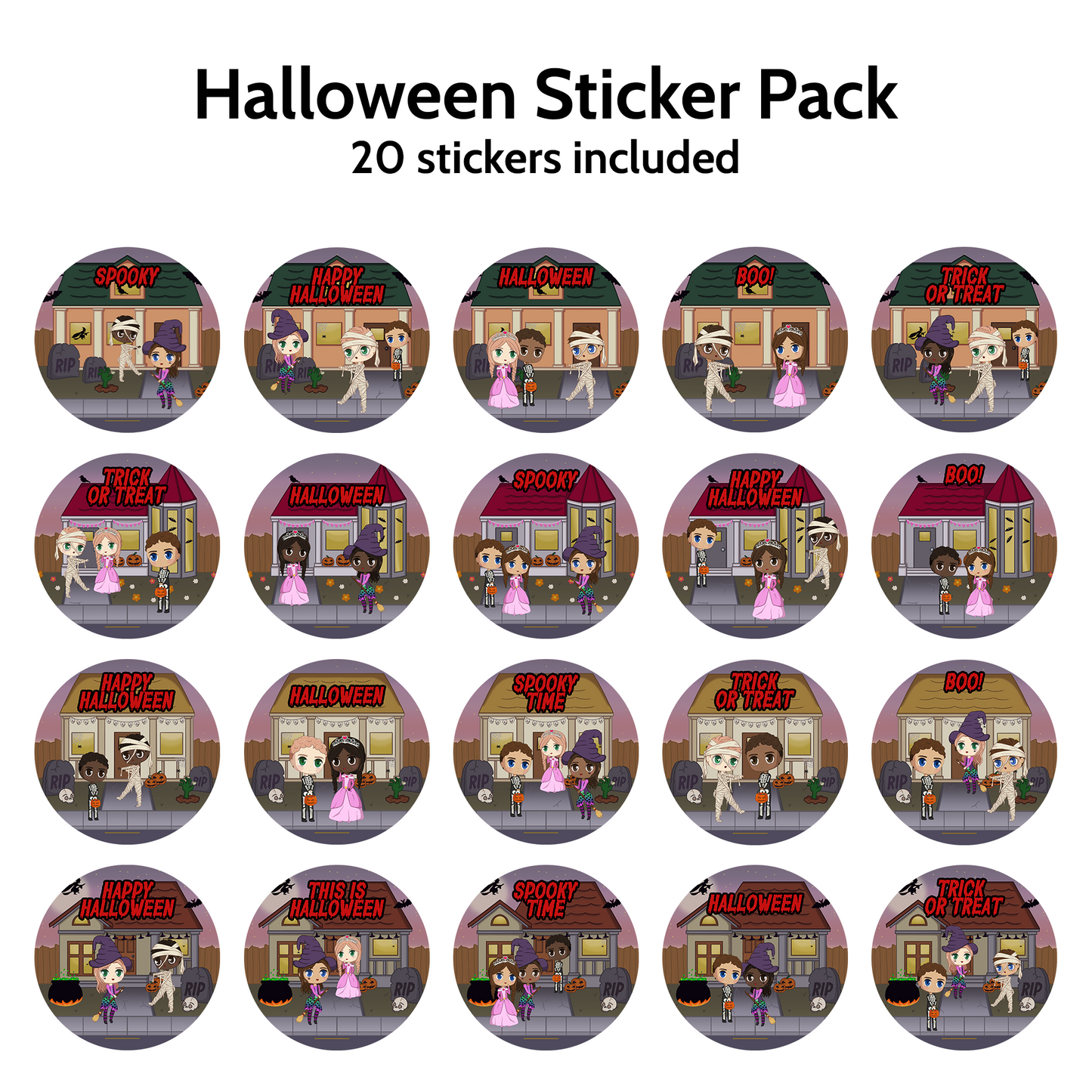 Halloween Sticker Pack (Includes 20 Stickers)