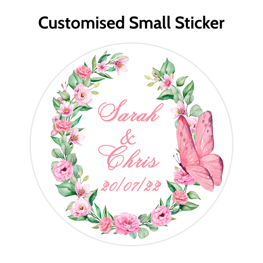 Pink with Butterfly Floral Stickers